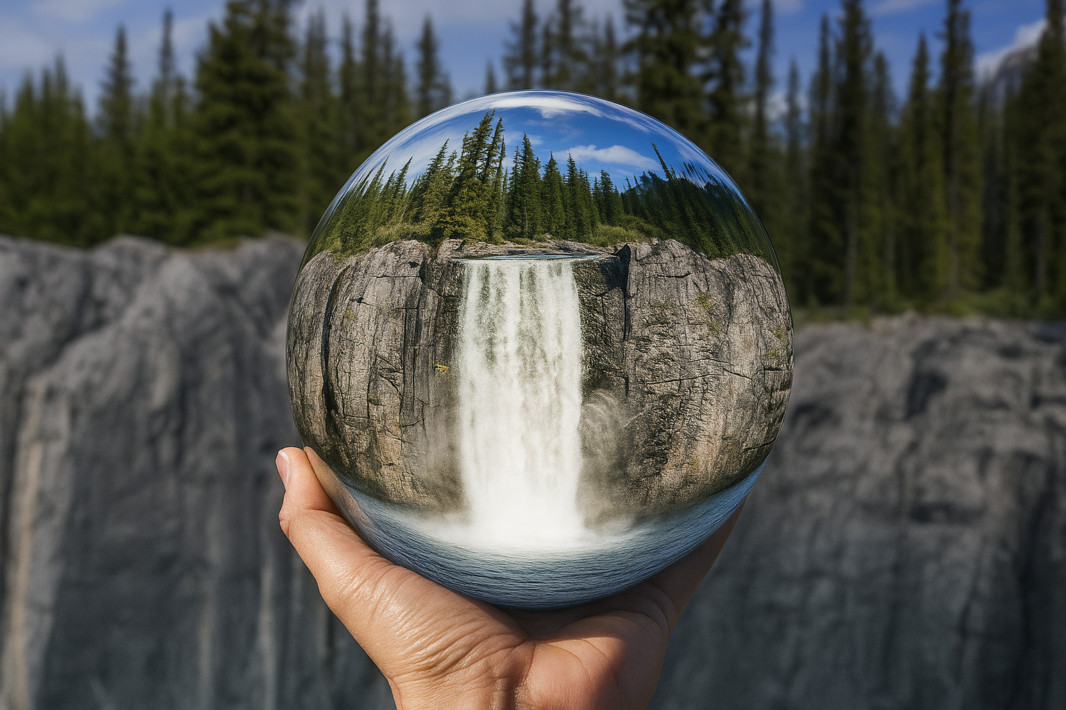 20250817_1349_Reflective Waterfall Sphere_remix_01k2w14dpwepqbjtdw7843ep8j